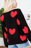 Red Hearts Sweater in Black