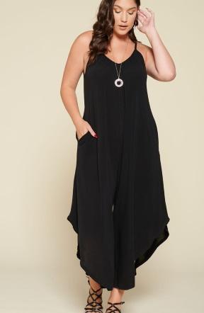 Solid Jersey Jumpsuit in Black