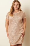 Sequin T-Shirt Dress in Rose Gold - CLEARANCE