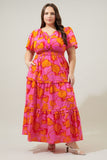 Pink & Orange Floral Maxi Dress