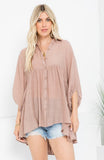 Light Tiered Button Up Top in Mocha