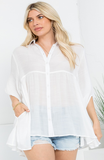 Light Tiered Button Up Top in White