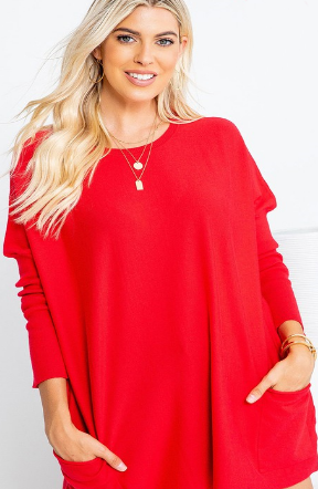 Soft Two Pocket Tunic in Red