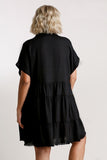 Linen Tiered Babydoll in Black