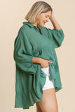Light Tiered Button Up Top in Lagoon
