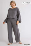 Wide Leg Sweater Pants in Slate Grey - CLEARANCE