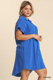 Cotton Shirt Dress in Sapphire