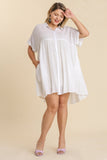 Tiered Back Button Up Dress in White