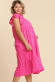 Solid Tiered Midi Dress in Pink *CLEARANCE*
