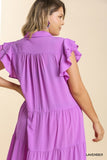 Solid Tiered Midi Dress in Lavender *CLEARANCE*