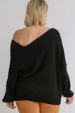 Asymmetric Neckline Sweater in Black