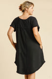 Linen Scoop Dress in Black