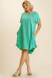 Linen Scoop Dress in Light Emerald